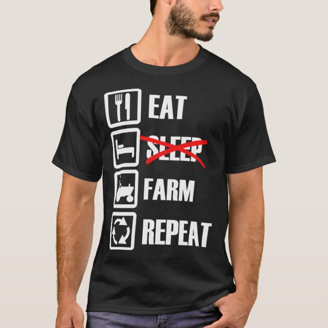 Camiseta Eat Sleep Farm Repeat (Frente)