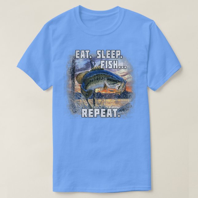 Camiseta Eat Sleep Fish Repeat Bass Fishing  Funny Gifts (Frente do Design)