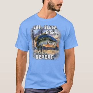 Camiseta Eat Sleep Fish Repeat Bass Fishing Funny Gifts