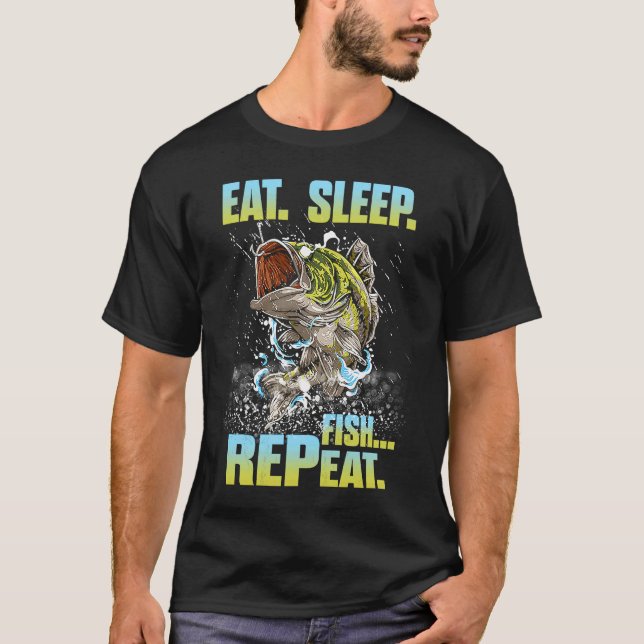 Camiseta Eat Sleep FIsh Repeat Fishing (Frente)