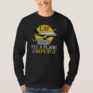 Camiseta Eat Sleep Fly Plane Repeat  Trendy Airplane Pilot