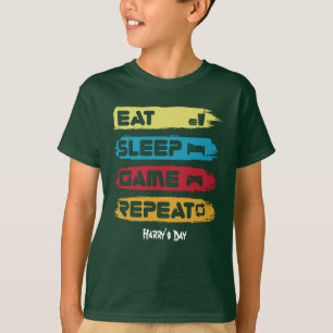 Camiseta EAT SLEEP GAME REPEAT - personalizar texto