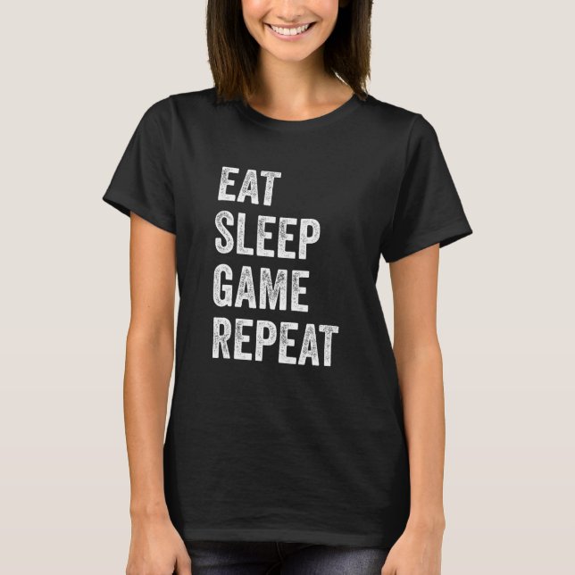 Camiseta Eat Sleep Game Repeat  Video Games Gaming Men Boys (Frente)