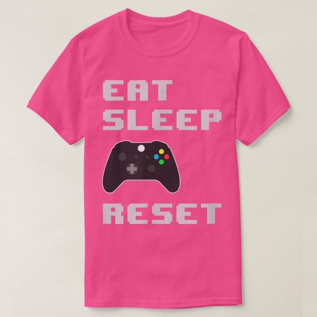 Camiseta Eat Sleep Game Reset Repeat Video Game Fan  (Frente do Design)