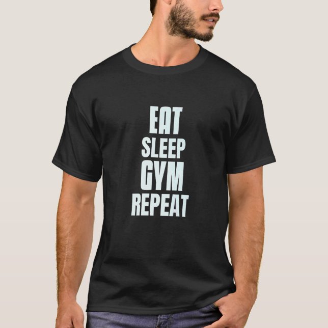 Camiseta Eat Sleep Gym Repeat  Back Gym (Frente)