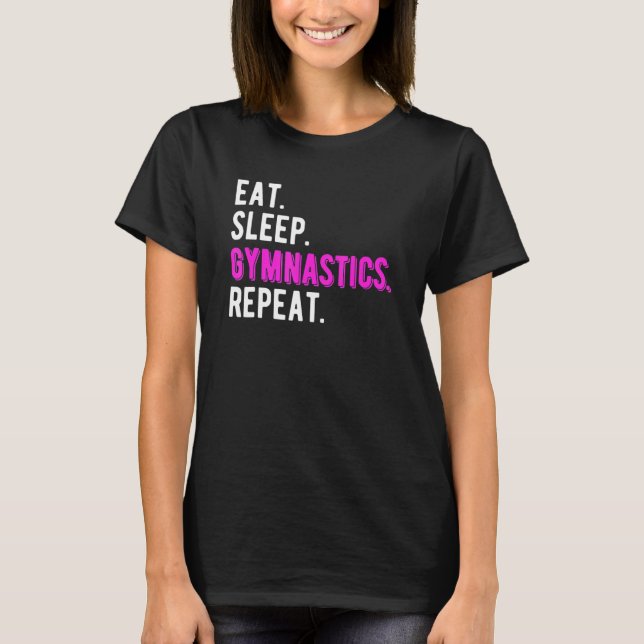 Camiseta Eat Sleep Gymnastics Repeat Kids Back Flip Acrobat (Frente)