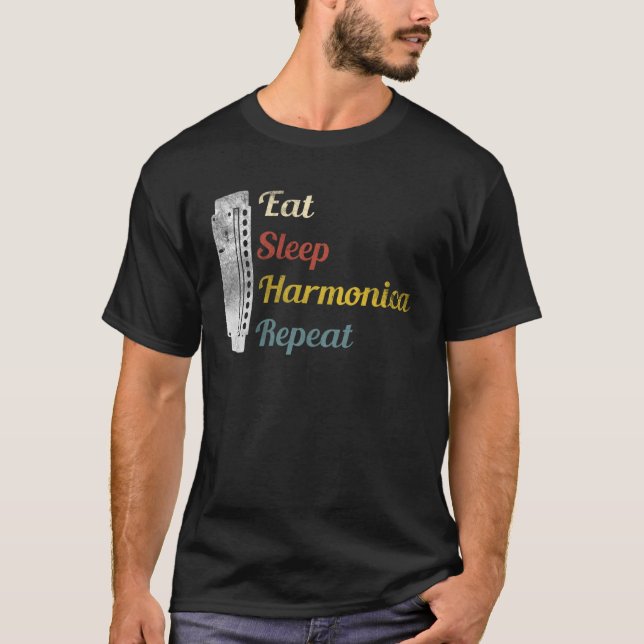 Camiseta Eat Sleep Harmonica Repeat Harmonica (Frente)