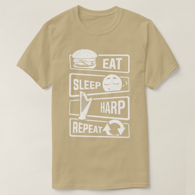 Camiseta Eat Sleep Harp Repetir instrumento harp (2) (Frente do Design)