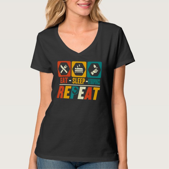 Camiseta Eat Sleep Hidroponics Repete Horticulturista Garde (Frente)