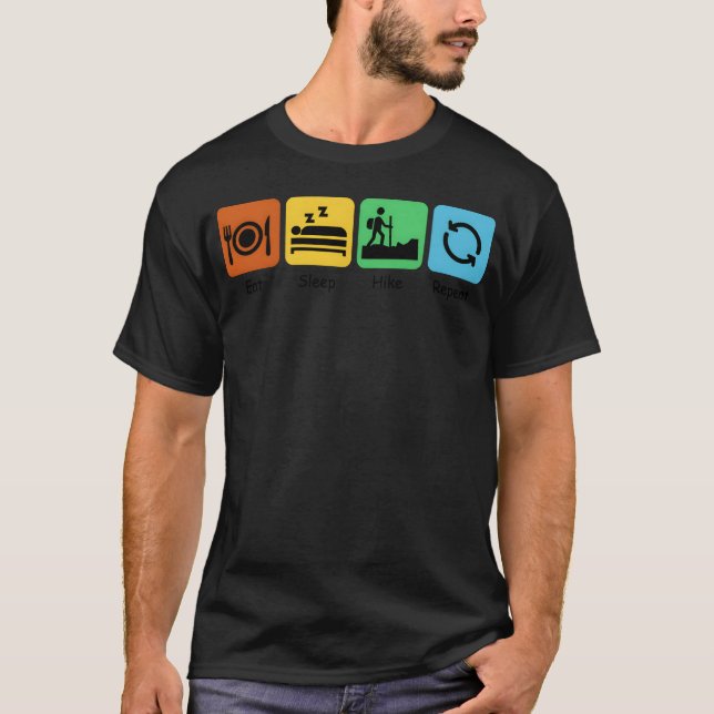 Camiseta Eat Sleep Hike Repeat Hiking Lover Camping friend (Frente)