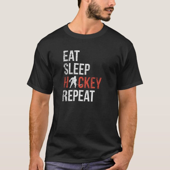 Camiseta Eat Sleep Hockey Repeat Gift For Youth (Frente)