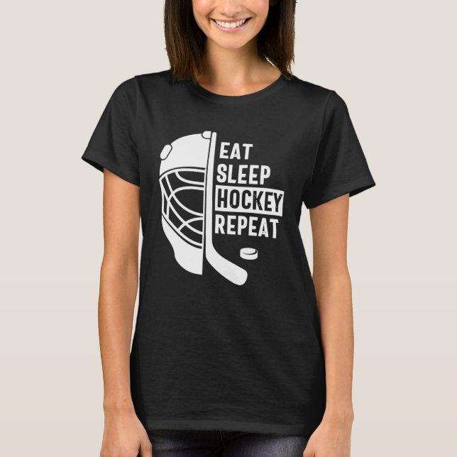 Camiseta Eat Sleep Hockey Repeat Hockey Player Coach Hockey (Frente)