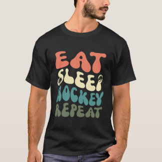 Camiseta Eat Sleep Hockey Repete a introdução engraçada