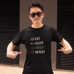 Camiseta Eat Sleep Invest Repetir Investidor de Capital