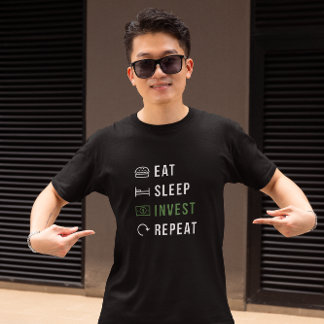 Camiseta Eat Sleep Invest Repetir Investidor de Capital