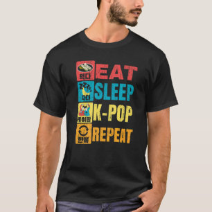 Camiseta Eat Sleep K Pop Repetir Pop Music Coreana K Pop
