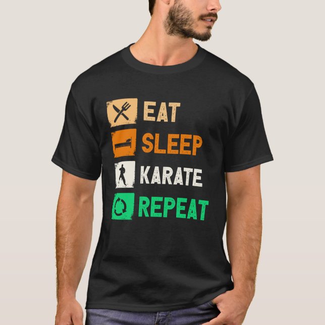 Camiseta Eat Sleep Karate Repeat Men Women Judo Kendo (Frente)