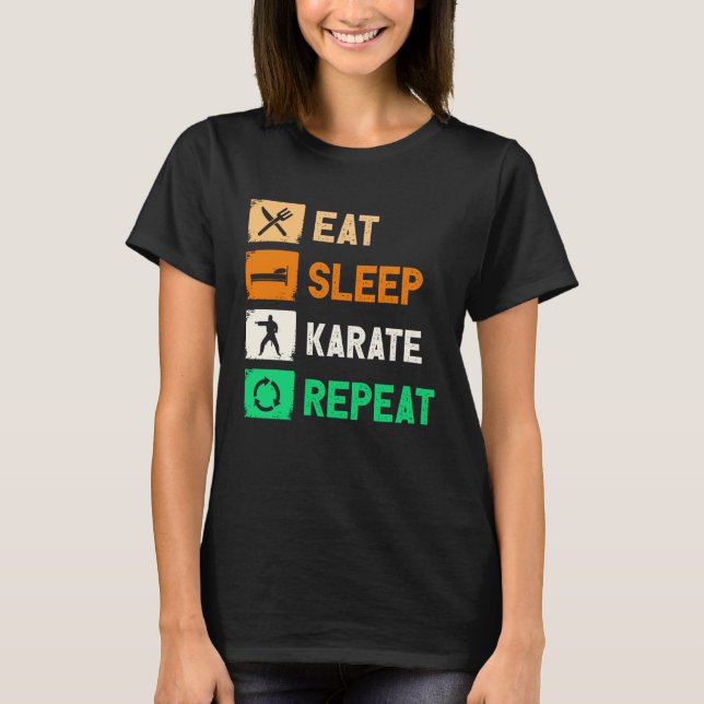 Camiseta Eat Sleep Karate Repeat Men Women Judo Kendo (Frente)