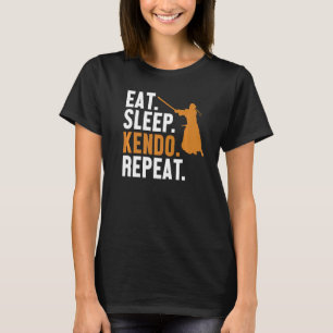 Camiseta Eat Sleep Kendo Repete Kata Kenjusu Shinai Samurai