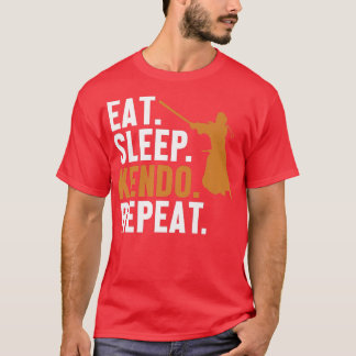 Camiseta Eat Sleep Kendo Repete Kata Kenjusu Shinai Samurai