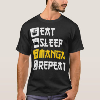 Camiseta Eat Sleep Manga Repetir animação Japão dizendo Cos