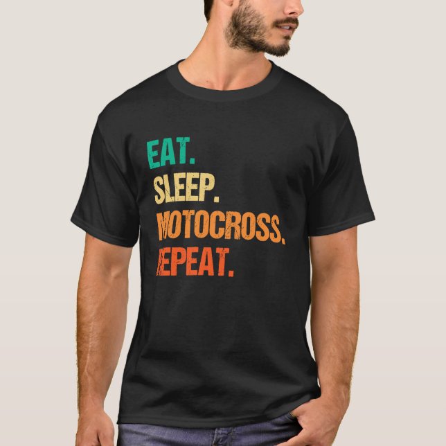 Camiseta Eat Sleep Motocross Repeat Dirt Bker Motorcycle En (Frente)