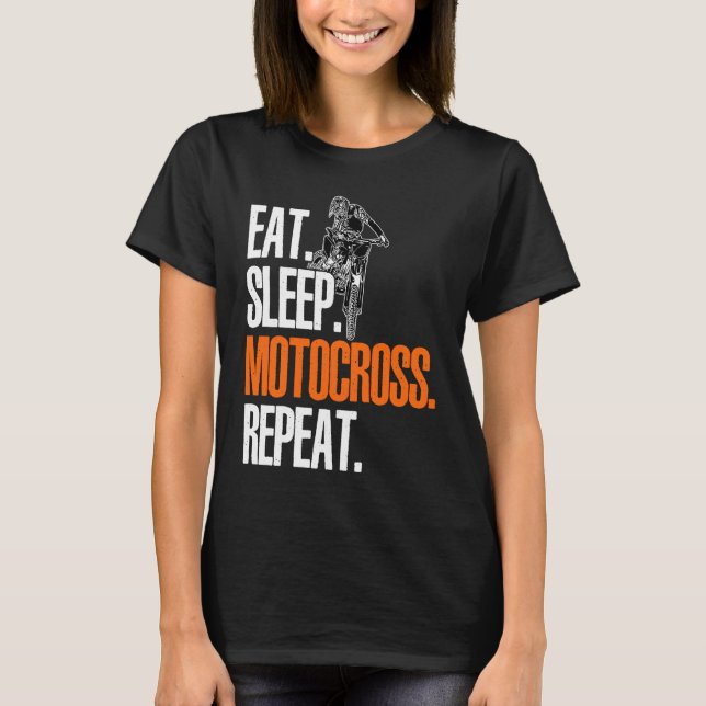Camiseta Eat Sleep Motocross Repeat Dirt Bker Motorcycle En (Frente)