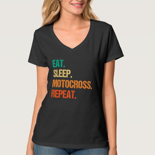 Camiseta Eat Sleep Motocross Repeat Dirt Bker Motorcycle En (Frente)