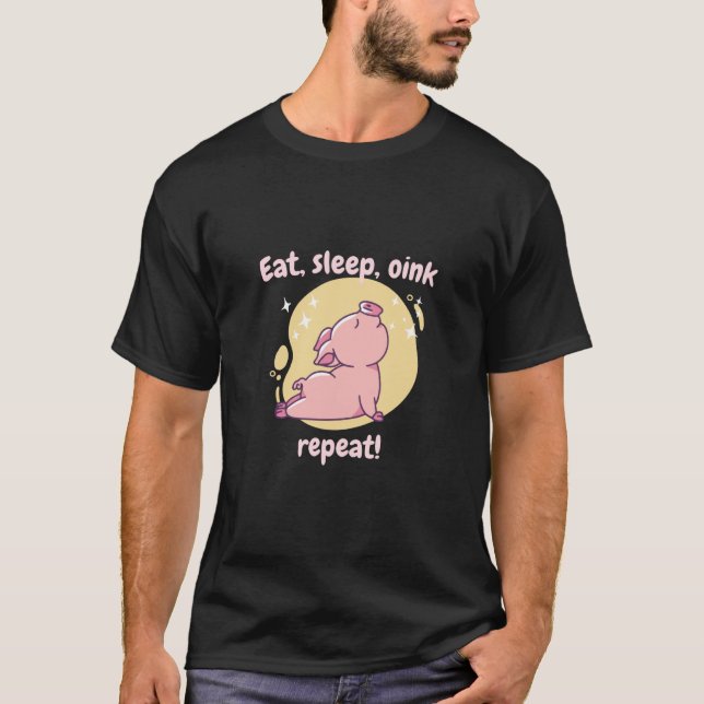 Camiseta Eat Sleep Oink Repeat Retro Cute Pig Present (Frente)