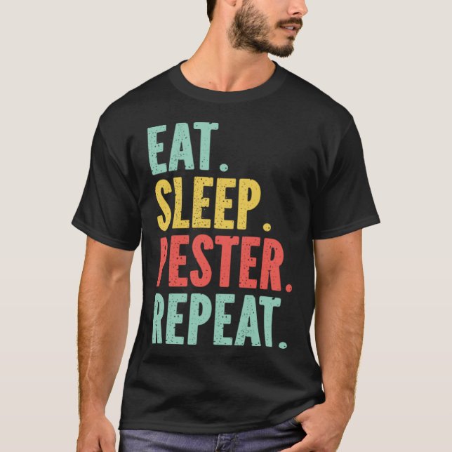 Camiseta Eat Sleep Pester Repeat s Retro s Pestering Kids (Frente)