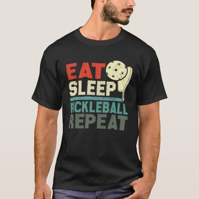 Camiseta Eat Sleep Pickleball Repeat  Retro vintage (Frente)