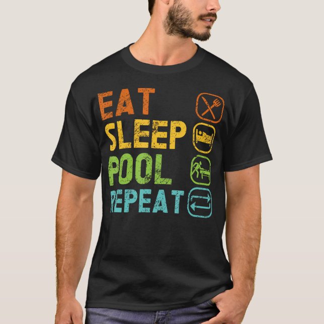 Camiseta Eat Sleep Pool Repeat Balls Pool Snooker Player Bi (Frente)