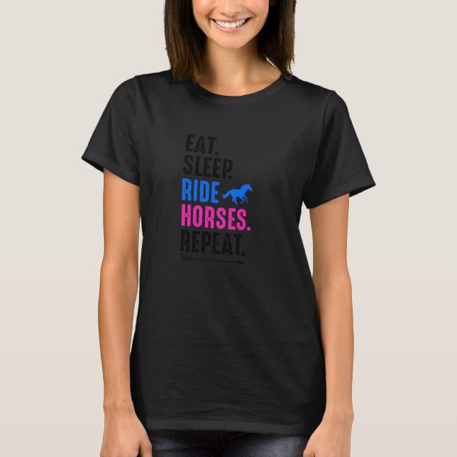 Camiseta Eat Sleep Ride Horses Repeat Equestrian Farmer Hor (Frente)