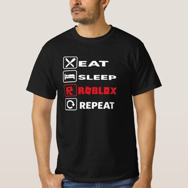 Camiseta Eat Sleep Roblox Repeat - Kids & Adults Gamer (Frente)