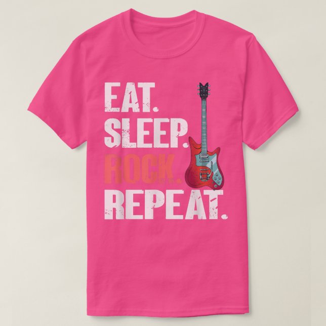 Camiseta Eat Sleep Rock RepeatElectronic Rock Guitar 674 (Frente do Design)
