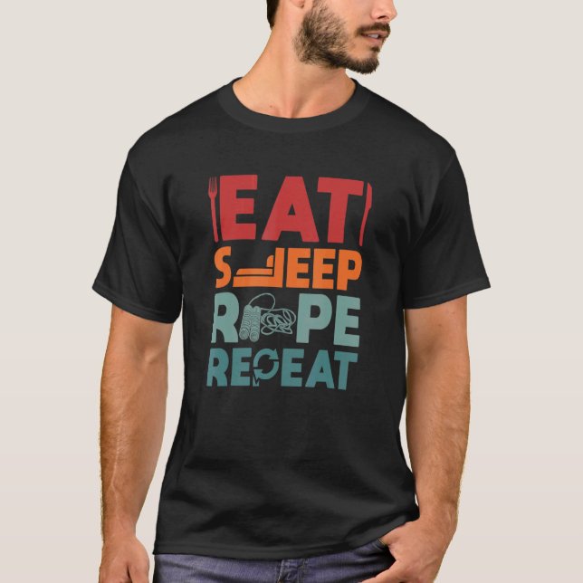 Camiseta Eat Sleep Rope Repetir Ignorando Rope Rope Jumping (Frente)