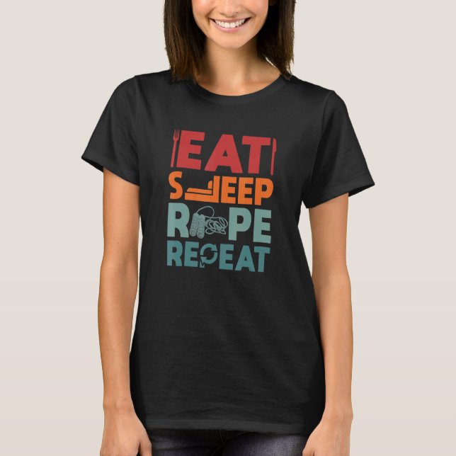 Camiseta Eat Sleep Rope Repetir Ignorando Rope Rope Jumping (Frente)