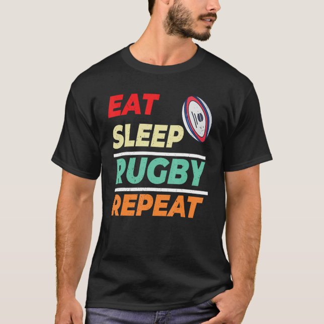 Camiseta Eat Sleep Rugby Repeat Rugby Sports Men Women Kids (Frente)