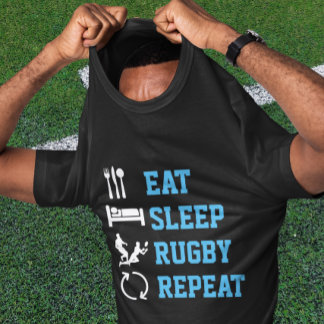 Camiseta Eat Sleep Rugby Repetir Versão Escura Esportiva