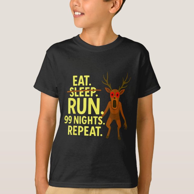 Camiseta Eat Sleep Run 99 Nights Repeat Y Deer Funny Gamer  (Frente)