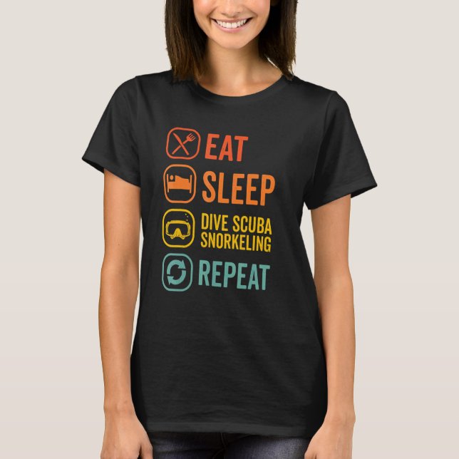 Camiseta Eat Sleep Scuba Repeat Scuba Diver Diving Snorkeli (Frente)
