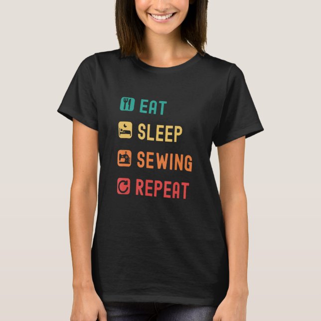 Camiseta Eat sleep sewing repeat with tick check boxes (Frente)