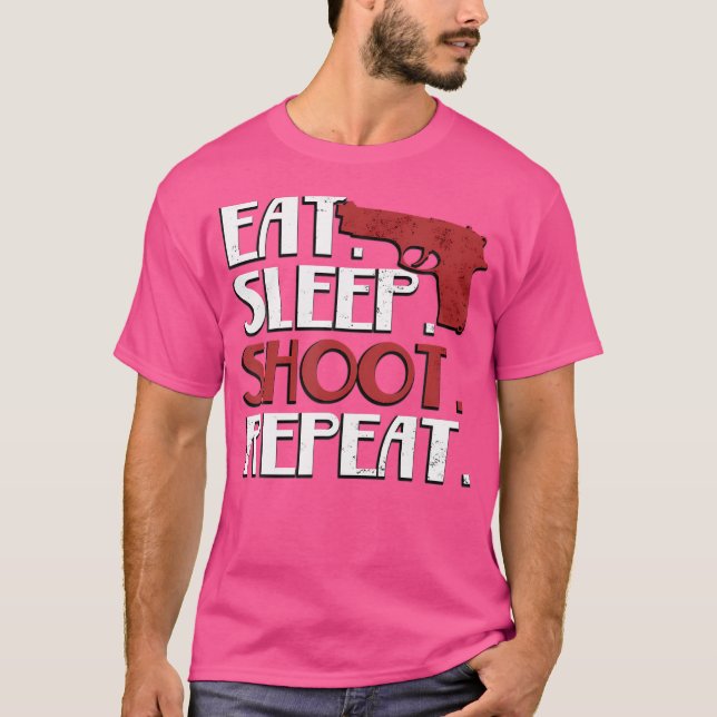 Camiseta Eat Sleep Shoot Repeat Shooting Guns (Frente)