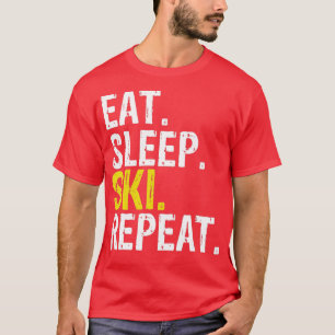 Camiseta Eat Sleep Ski Repeat Gift Skiing 