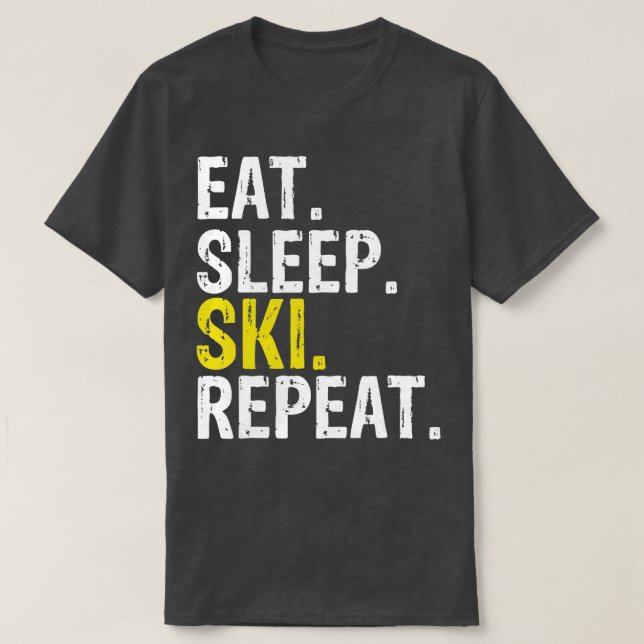 Camiseta Eat Sleep Ski Repeat Gift Skiing (1)  (Frente do Design)