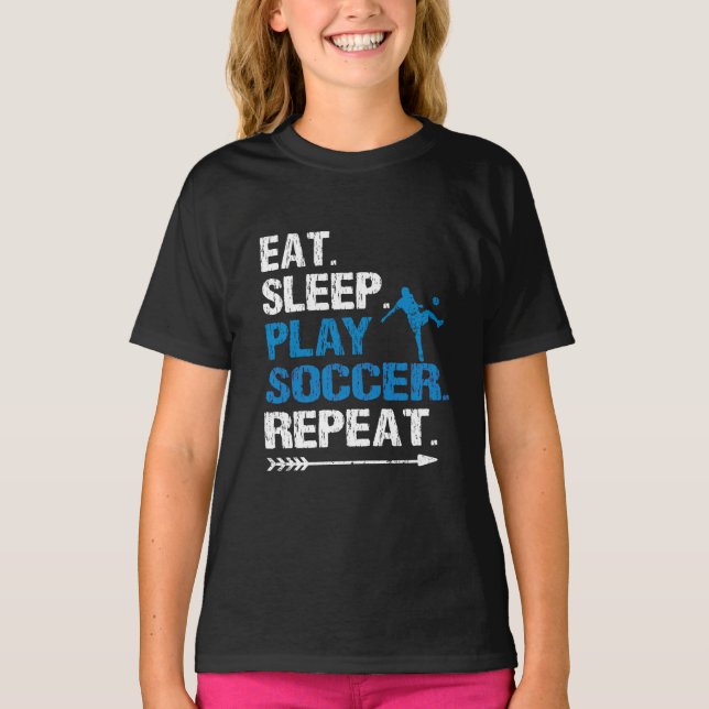 Camiseta Eat Sleep Soccer Repeat Slogan Funny Grunge (Frente)