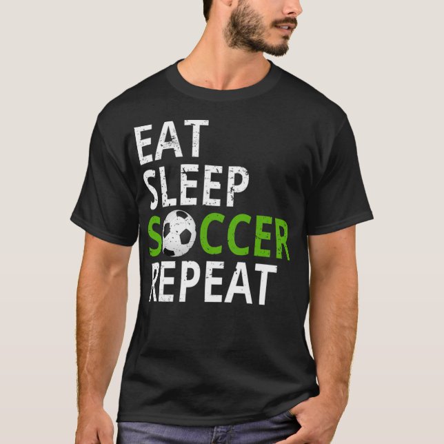 Camiseta Eat Sleep Soccer Repeat teens  (Frente)