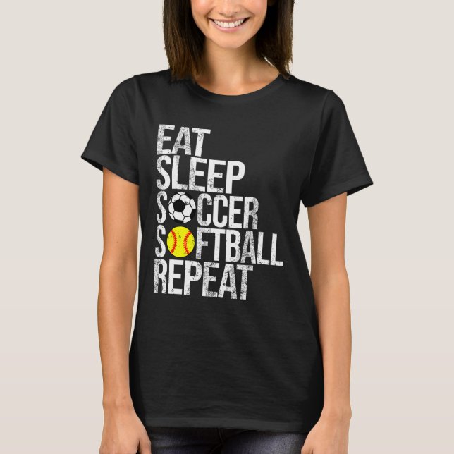 Camiseta Eat Sleep Soccer Softll Repeat Funny Ll  (Frente)