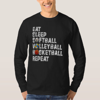 Camiseta Eat Sleep Softball Volleyball Basketball Repeat Ga
