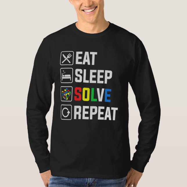 Camiseta Eat Sleep Solve Repeat Cube Puzzle Speed Cubing (Frente)